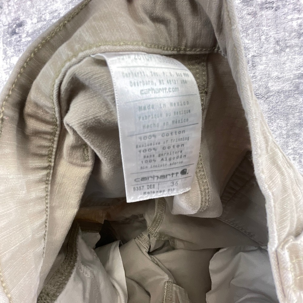 Carhartt Mens 36 Cargo Carpenter Shorts Ripstop Tan Relaxed Fit Rugged Workwear - Picture 10 of 15